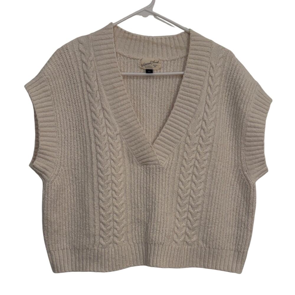 Universal Thread Cream Cable Knit V-Neck Sweater Vest size L